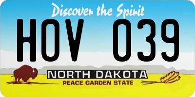 ND license plate HOV039