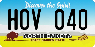 ND license plate HOV040