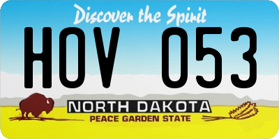 ND license plate HOV053