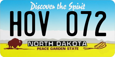 ND license plate HOV072