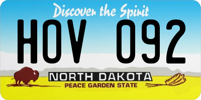 ND license plate HOV092