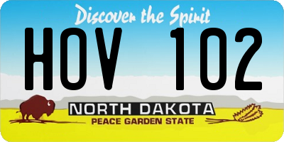 ND license plate HOV102
