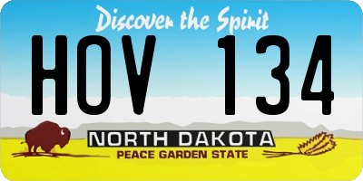 ND license plate HOV134