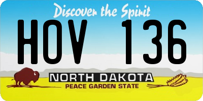 ND license plate HOV136