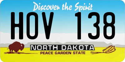 ND license plate HOV138
