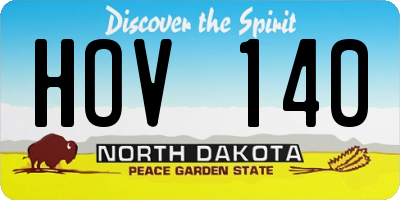 ND license plate HOV140