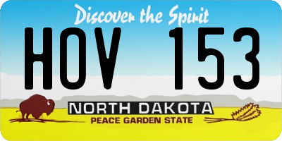 ND license plate HOV153