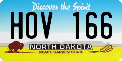 ND license plate HOV166