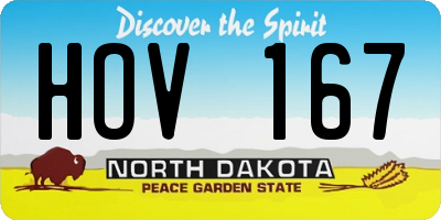 ND license plate HOV167