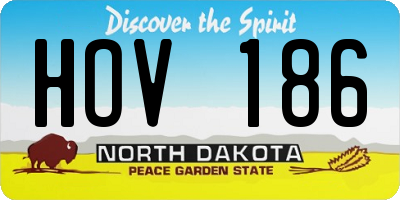 ND license plate HOV186