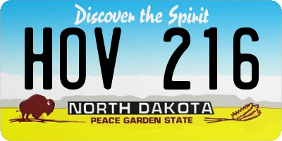 ND license plate HOV216