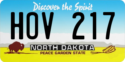 ND license plate HOV217