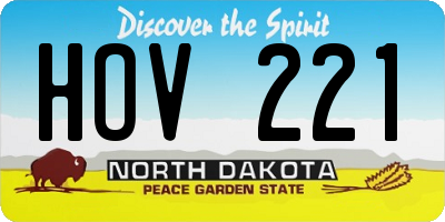 ND license plate HOV221