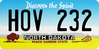 ND license plate HOV232