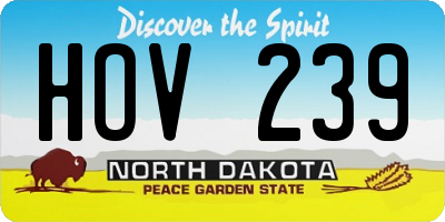ND license plate HOV239