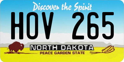 ND license plate HOV265