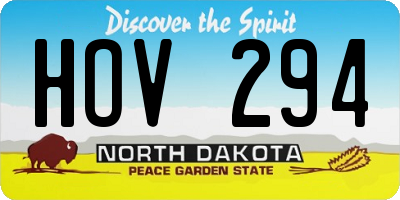 ND license plate HOV294