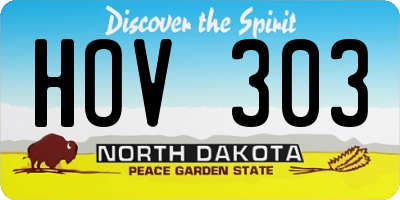 ND license plate HOV303