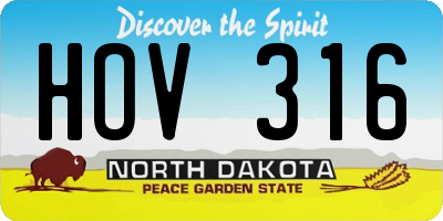 ND license plate HOV316