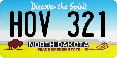 ND license plate HOV321
