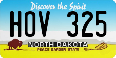ND license plate HOV325