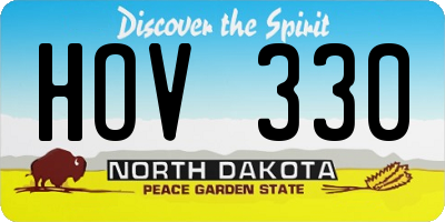 ND license plate HOV330