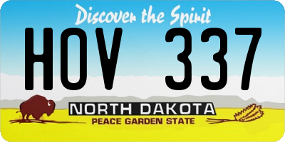 ND license plate HOV337