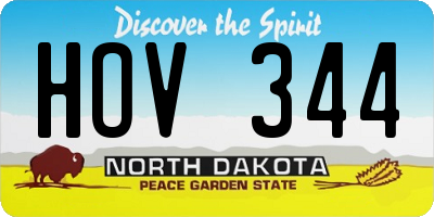 ND license plate HOV344
