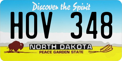 ND license plate HOV348