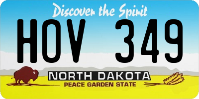 ND license plate HOV349