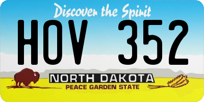 ND license plate HOV352