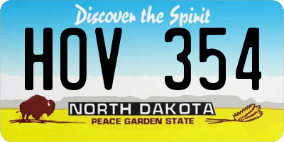 ND license plate HOV354