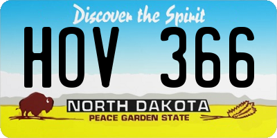 ND license plate HOV366