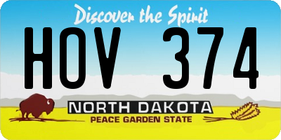 ND license plate HOV374
