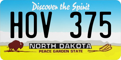 ND license plate HOV375