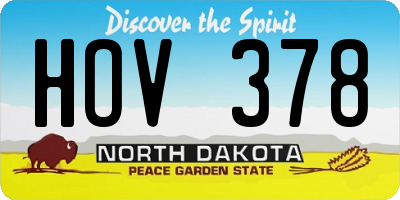 ND license plate HOV378