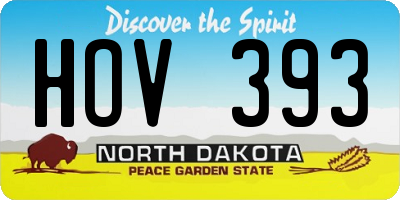 ND license plate HOV393
