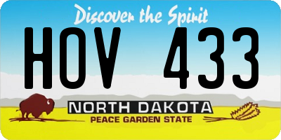 ND license plate HOV433