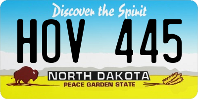 ND license plate HOV445