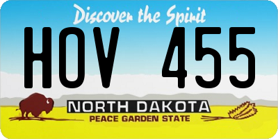 ND license plate HOV455