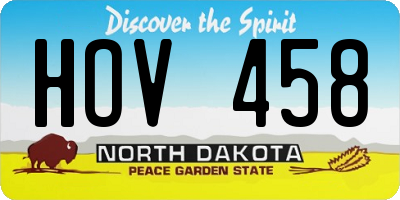 ND license plate HOV458