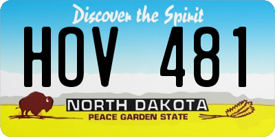 ND license plate HOV481