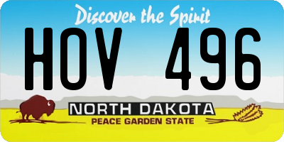 ND license plate HOV496