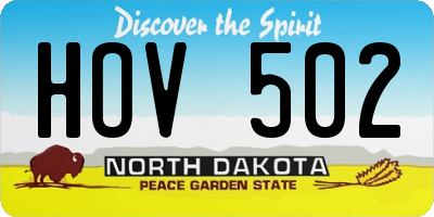 ND license plate HOV502
