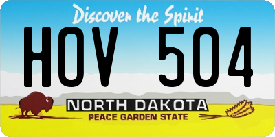 ND license plate HOV504