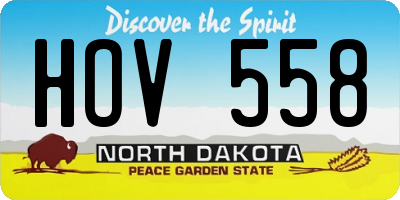 ND license plate HOV558