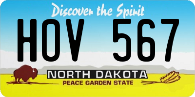 ND license plate HOV567
