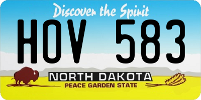 ND license plate HOV583