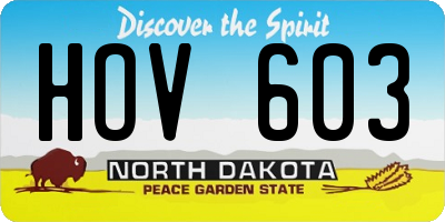ND license plate HOV603