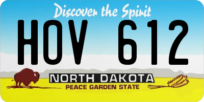 ND license plate HOV612